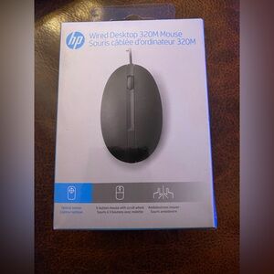 New HP Wired Desktop 320M Mouse - Black (NWT)
